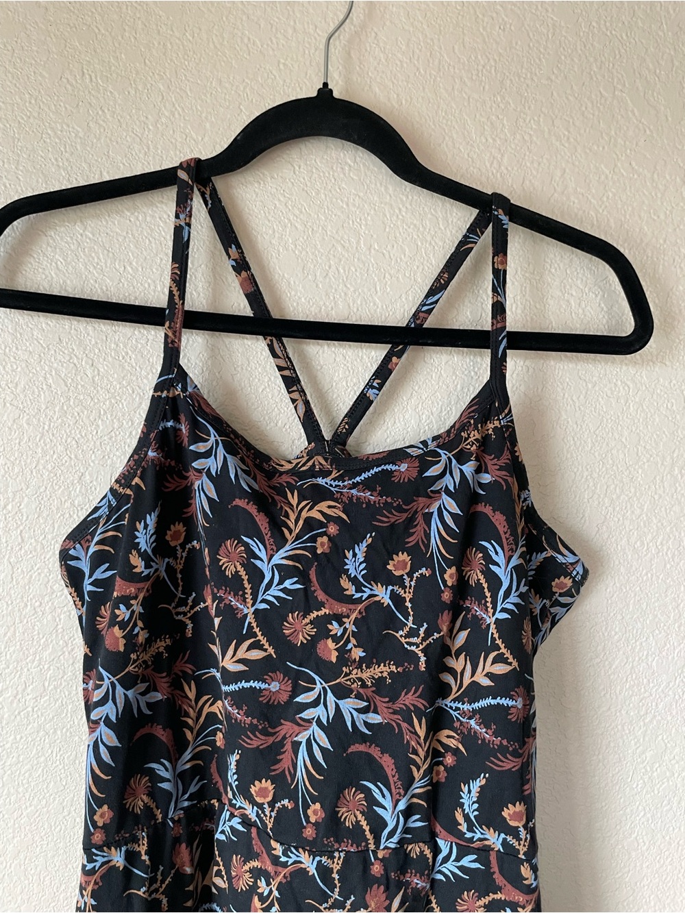 Pact Organic Cotton Whimsy Floral Fit Flare Dress Black Racerback L - Picture 5 of 12